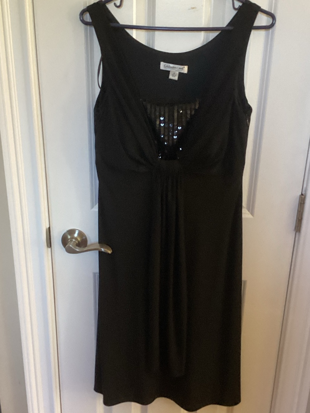 Coldwater Creek Black Midi Dress with Sequin V-Detail